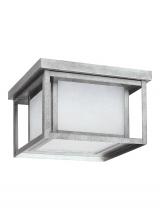 Seagull - Generation 7903997S-57 - Hunnington contemporary 1-light outdoor exterior led outdoor ceiling flush mount in weathered pewter