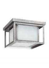 Seagull - Generation 79039-57 - Hunnington contemporary 2-light outdoor exterior ceiling flush mount in weathered pewter grey finish