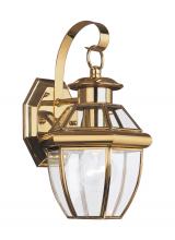 Seagull - Generation 8037-02 - Lancaster traditional 1-light outdoor exterior small wall lantern sconce in polished brass gold fini