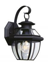 Seagull - Generation 8037-12 - Lancaster traditional 1-light outdoor exterior small wall lantern sconce in black finish with clear