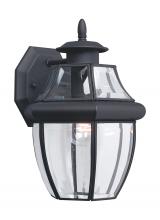 Seagull - Generation 8038-12 - Lancaster traditional 1-light outdoor exterior medium wall lantern sconce in black finish with clear