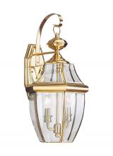 Seagull - Generation 8039-02 - Lancaster traditional 2-light outdoor exterior wall lantern sconce in polished brass gold finish wit