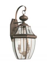 Seagull - Generation 8039-71 - Lancaster traditional 2-light outdoor exterior wall lantern sconce in antique bronze finish with cle