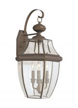 Seagull - Generation 8040-71 - Lancaster traditional 3-light outdoor exterior wall lantern sconce in antique bronze finish with cle