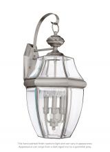 Seagull - Generation 8040-965 - Lancaster traditional 3-light outdoor exterior wall lantern sconce in antique brushed nickel silver