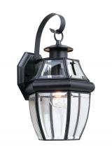 Seagull - Generation 8067-12 - Lancaster traditional 1-light outdoor exterior large wall lantern sconce in black finish with clear