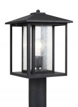 Seagull - Generation 82027-12 - Hunnington contemporary 1-light outdoor exterior post lantern in black finish with clear seeded glas