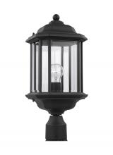 Seagull - Generation 82029-12 - Kent traditional 1-light outdoor exterior post lantern in black finish with clear beveled glass pane