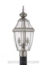 Seagull - Generation 8229-965 - Lancaster traditional 2-light outdoor exterior post lantern in antique brushed nickel silver finish