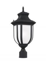 Seagull - Generation 8236301-12 - Childress traditional 1-light outdoor exterior post lantern in black finish with satin etched glass