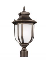 Seagull - Generation 8236301-71 - Childress traditional 1-light outdoor exterior post lantern in antique bronze finish with satin etch