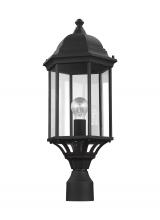 Seagull - Generation 8238701-12 - Sevier traditional 1-light outdoor exterior large post lantern in black finish with clear glass pane