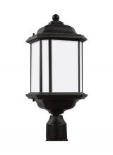 Seagull - Generation 82529-746 - Kent traditional 1-light outdoor exterior post lantern in oxford bronze finish with satin etched gla