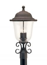 Seagull - Generation 8259-46 - Trafalgar traditional 3-light outdoor exterior post lantern in oxidized bronze finish with clear see