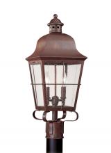 Seagull - Generation 8262-44 - Chatham traditional 2-light outdoor exterior post lantern in weathered copper finish with clear seed