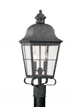Seagull - Generation 8262-46 - Chatham traditional 2-light outdoor exterior post lantern in oxidized bronze finish with clear seede