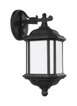 Seagull - Generation 84530-12 - Kent traditional 1-light outdoor exterior medium wall lantern sconce in black finish with satin etch