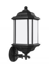 Seagull - Generation 84532-12 - Kent traditional 1-light outdoor exterior large uplight wall lantern sconce in black finish with sat