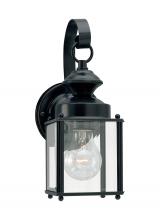 Seagull - Generation 8456-12 - Jamestowne transitional 1-light small outdoor exterior wall lantern in black finish with clear bevel