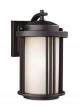 Seagull - Generation 8547901-71 - Crowell contemporary 1-light outdoor exterior small wall lantern sconce in antique bronze finish wit