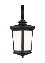 Seagull - Generation 8619301-12 - Eddington modern 1-light outdoor exterior medium wall lantern sconce in black finish with cased opal