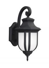 Seagull - Generation 8636301-12 - Childress traditional 1-light outdoor exterior medium wall lantern sconce in black finish with satin