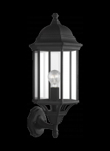 Seagull - Generation 8638701-12 - Sevier traditional 1-light outdoor exterior large uplight outdoor wall lantern sconce in black finis