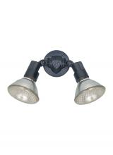 Seagull - Generation 8642-12 - Flood Light traditional 2-light outdoor exterior adjustable swivel flood light in black finish