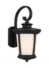 Seagull - Generation 8719301-12 - Eddington modern 1-light outdoor exterior large wall lantern sconce in black finish with cased opal