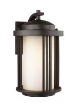 Seagull - Generation 8747901-71 - Crowell contemporary 1-light outdoor exterior medium wall lantern sconce in antique bronze finish wi