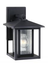 Seagull - Generation 88025-12 - Hunnington contemporary 1-light outdoor exterior small wall lantern in black finish with clear seede