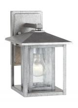 Seagull - Generation 88025-57 - Hunnington contemporary 1-light outdoor exterior small wall lantern in weathered pewter grey finish