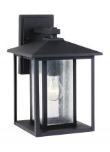 Seagull - Generation 88027-12 - Hunnington contemporary 1-light outdoor exterior medium wall lantern in black finish with clear seed