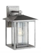 Seagull - Generation 88027-57 - Hunnington contemporary 1-light outdoor exterior medium wall lantern in weathered pewter grey finish