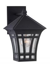 Seagull - Generation 88132-12 - Herrington transitional 1-light outdoor exterior medium wall lantern sconce in black finish with cle