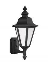 Seagull - Generation 89824-12 - Brentwood traditional 1-light outdoor exterior medium uplight wall lantern sconce in black finish wi