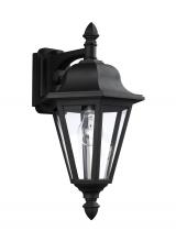 Seagull - Generation 8825-12 - Brentwood traditional 1-light outdoor exterior downlight wall lantern sconce in black finish with cl