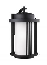 Seagull - Generation 8847901DEN3-12 - Crowell contemporary 1-light LED outdoor exterior large wall lantern sconce in black finish with sat