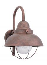 Seagull - Generation 8871-44 - Sebring transitional 1-light outdoor exterior large wall lantern sconce in weathered copper finish w