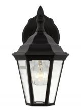 Seagull - Generation 88937-12 - Bakersville traditional 1-light outdoor exterior small wall lantern sconce in black finish with clea