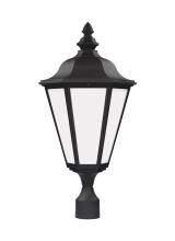 Seagull - Generation 89025-12 - Brentwood traditional 1-light outdoor exterior post lantern in black finish with smooth white glass