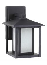 Seagull - Generation 8902997S-12 - Hunnington contemporary 1-light outdoor exterior small led outdoor wall lantern in black finish with