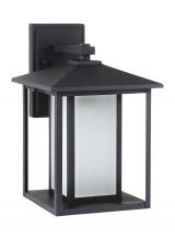 Seagull - Generation 8903197S-12 - Hunnington contemporary 1-light outdoor exterior large led outdoor wall lantern in black finish with