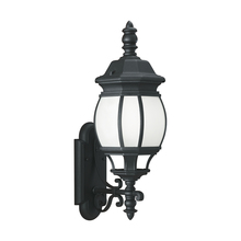 Seagull - Generation 89103-12 - Wynfield traditional 1-light outdoor exterior large wall lantern sconce in black finish with frosted