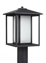 Seagull - Generation 89129EN3-12 - Hunnington contemporary 1-light LED outdoor exterior post lantern in black finish with etched seeded