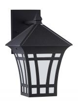 Seagull - Generation 89132-12 - Herrington transitional 1-light outdoor exterior medium wall lantern sconce in black finish with etc