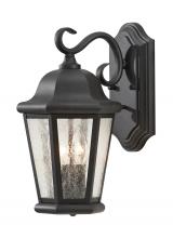 Seagull - Generation OL5901BK - Martinsville traditional 2-light outdoor exterior medium wall lantern sconce in black finish with cl