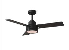 Seagull - Generation 3JVR44MBKD - Jovie 44" Dimmable Indoor/Outdoor Integrated LED Indoor Midnight Black Ceiling Fan with Light Ki