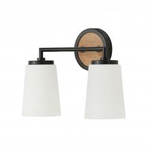 Capital Fixture Comp 150821WK-546 - 2-Light Vanity in Matte Black and Mango Wood with Soft White Glass