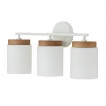 Capital Fixture Comp 150931LT-547 - 3-Light Cylindrical Vanity in White with Mango Wood and Soft White Glass